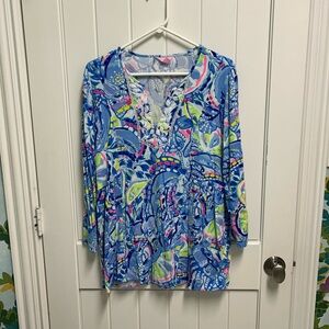 Lilly Pulitzer Blue and Pink Patterned Top